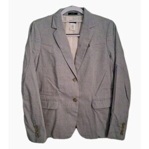 J. Crew Womens Schoolboy Blazer Size 6 Blue Gray 100% Cotton Jacket Nautical
